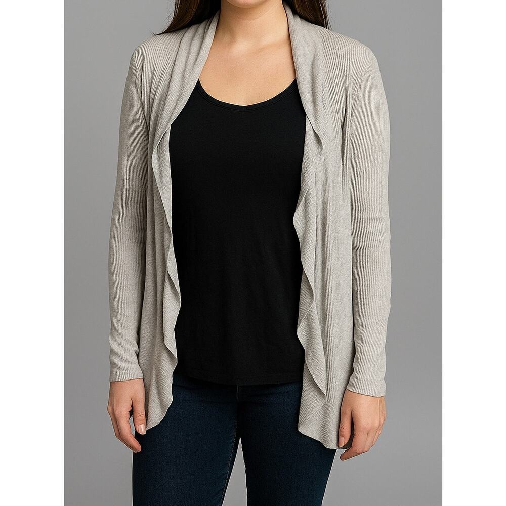 A New Day S Gray Open Front Cardigan Sweater Viscose Nylon Modal
